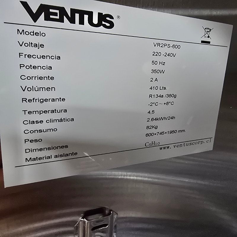 Refrigerador 1 Cuerpo 2 Puertas Ventus Vr2Ps-600 Inox 400 Lts
