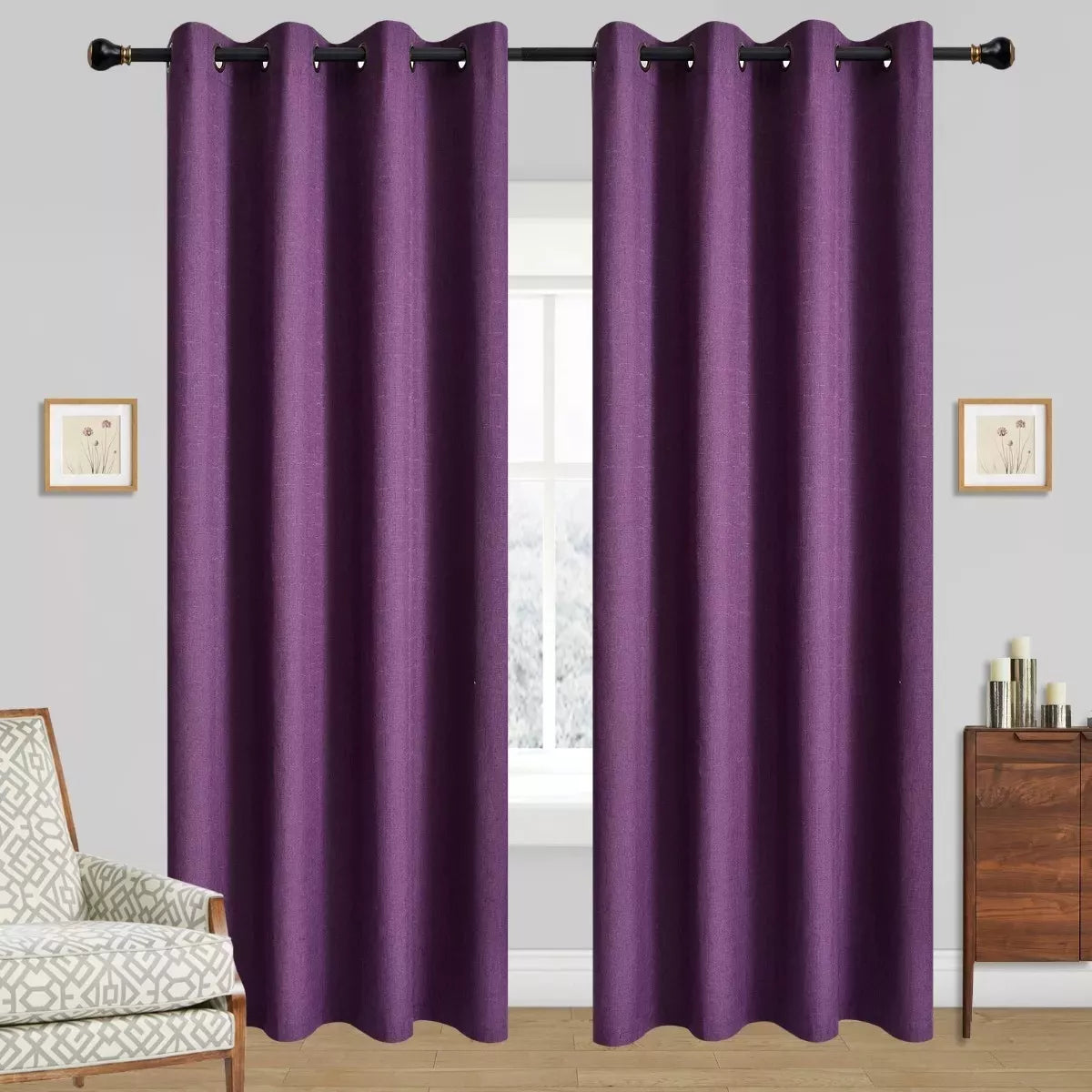 Pack de 2 Cortinas Térmicas Engomadas Morado Blackout