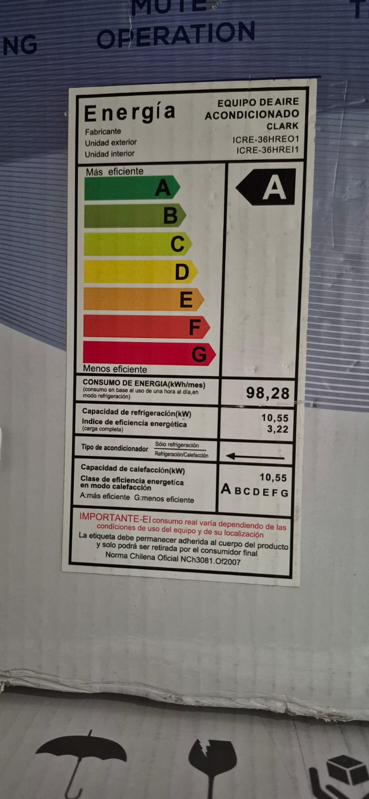Aire Acondicionado Clark Split Muro Inverter R32 ICRE-36HRE1/ BTU 36.000