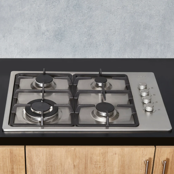 Encimera de Gas Empotrable FDV Design 60 cm - 4 Quemadores (1 Triple Corona), Gris