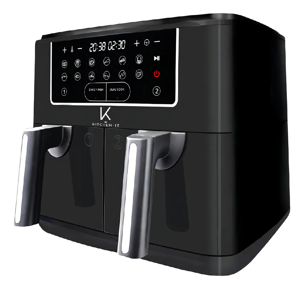 Freidora de Aire Kitchen IT Dual Doble Canasta Independiente 9 Litros