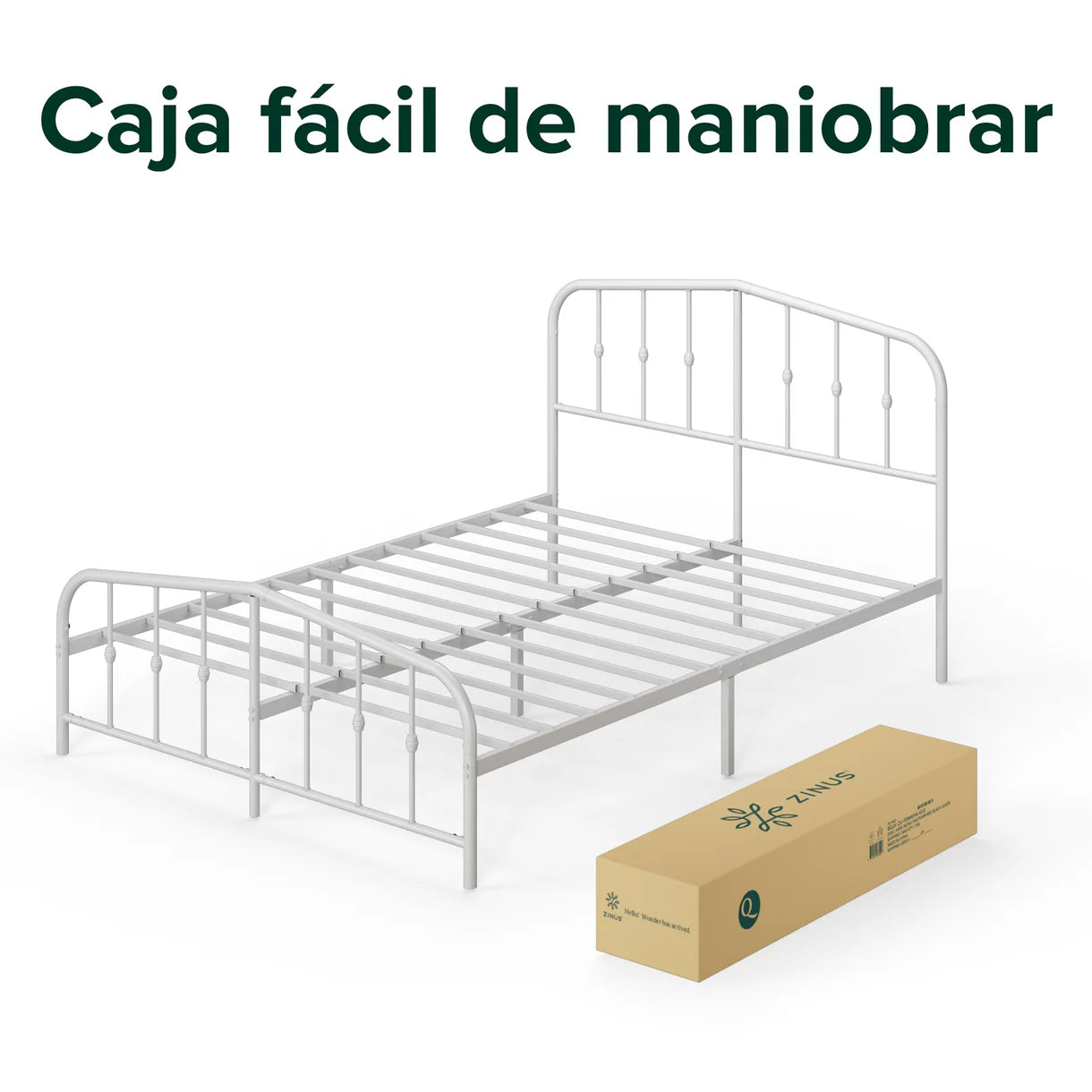 Base de Cama 2 Plazas con Respaldo ZINUS Heidi Blanco