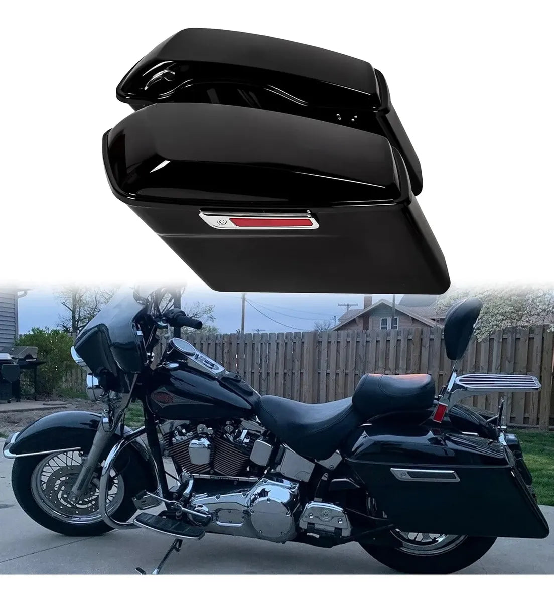 Alforja Rígida con Tapa para Motocicleta Touring, Negro