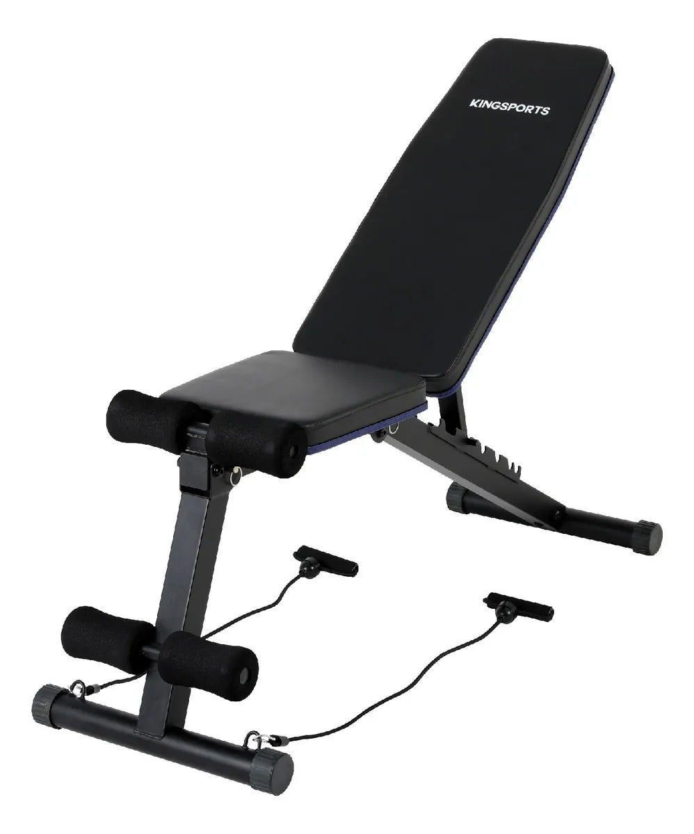 Banco Plegable Para Ejercicio + Banda Elastica King Sports Negro