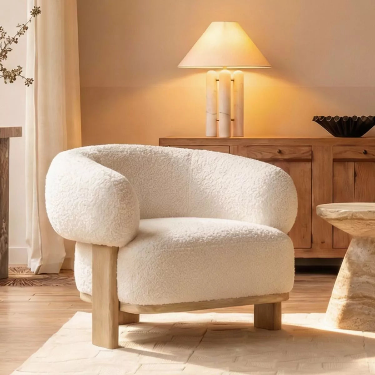 Sofá Poltrona Santu Home Deco Sherpa Sessel Crema