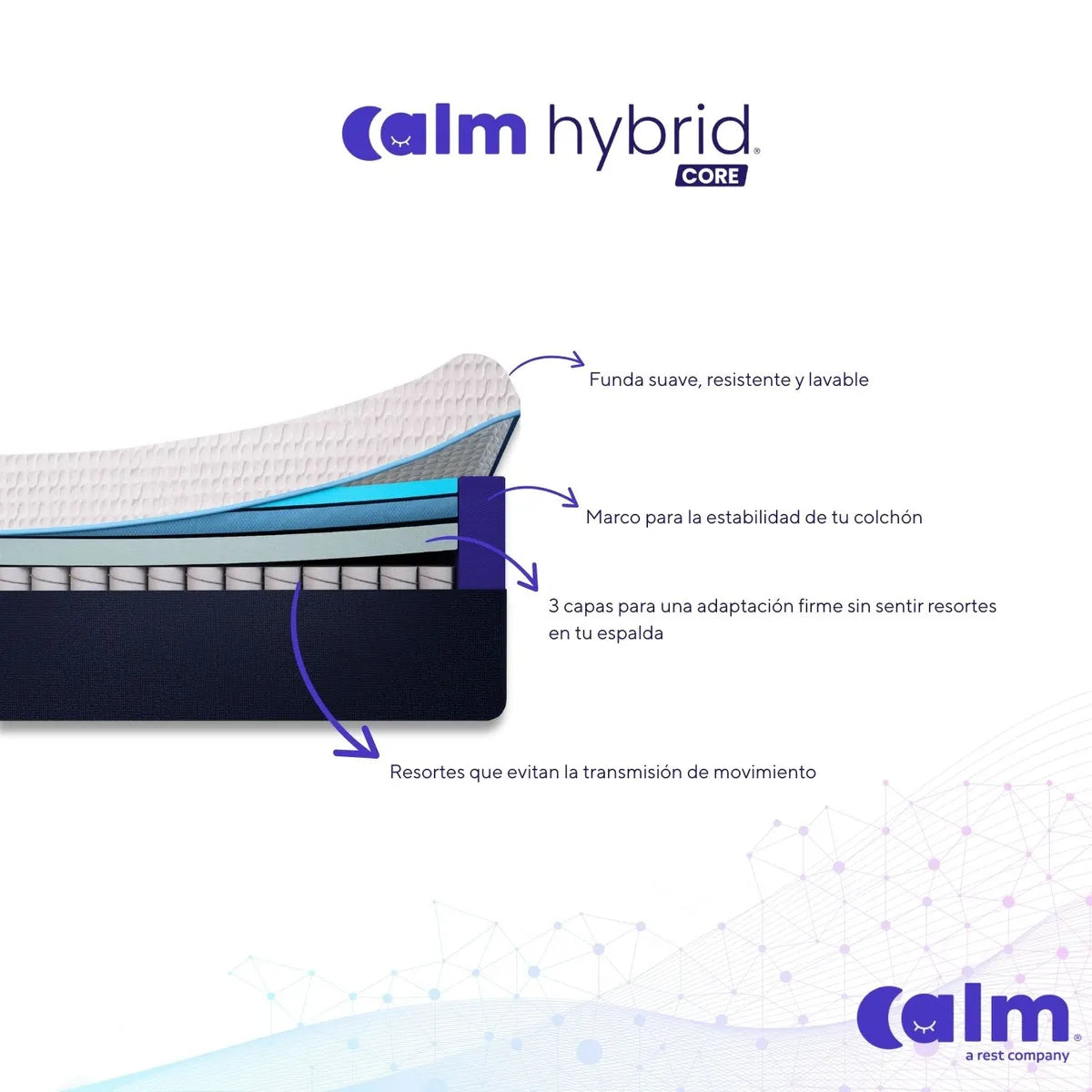 Colchón 1.5 Plazas Calm Hybrid Core - 105x190 cm