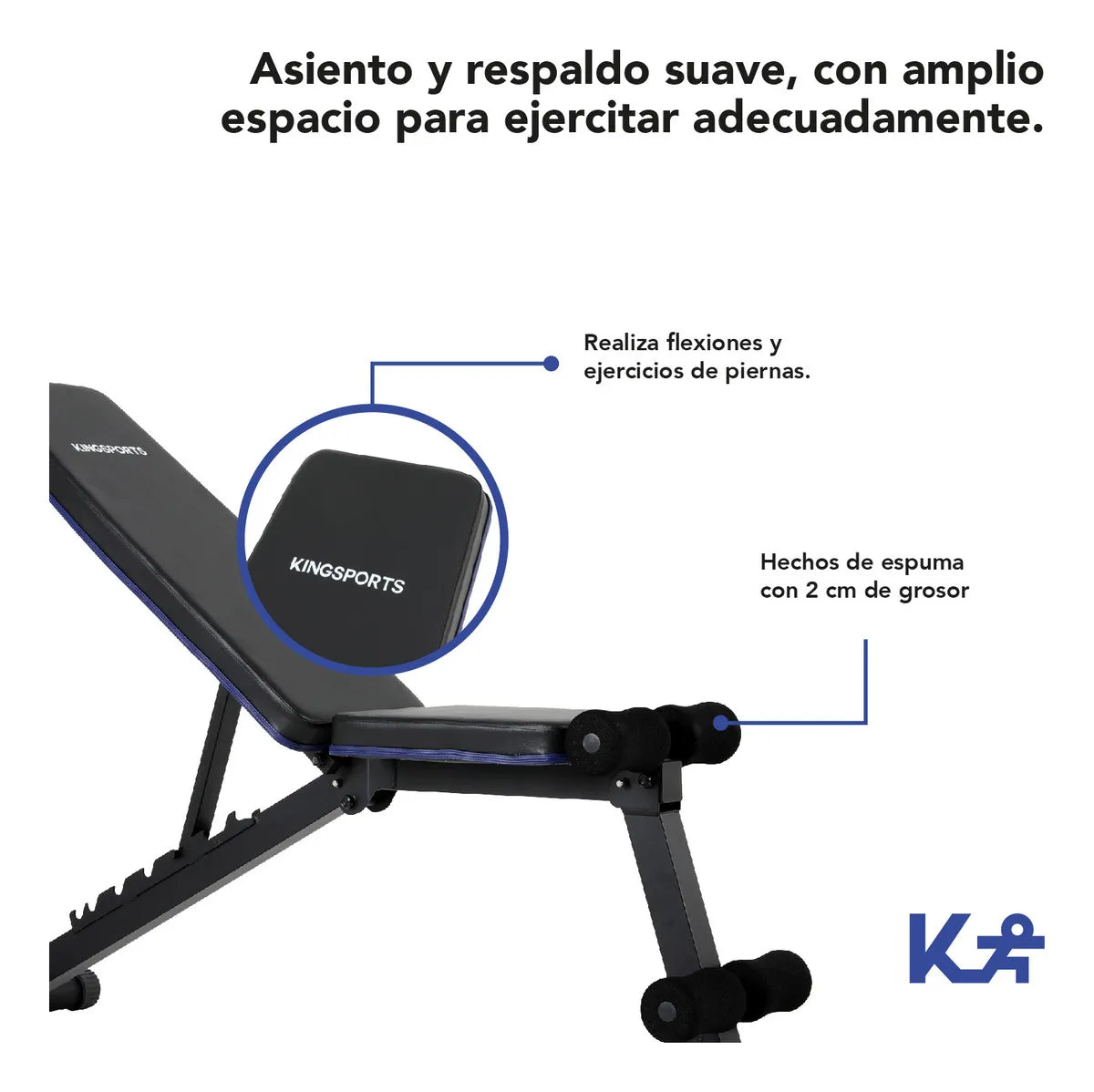 Banco Plegable Para Ejercicio + Banda Elastica King Sports Negro
