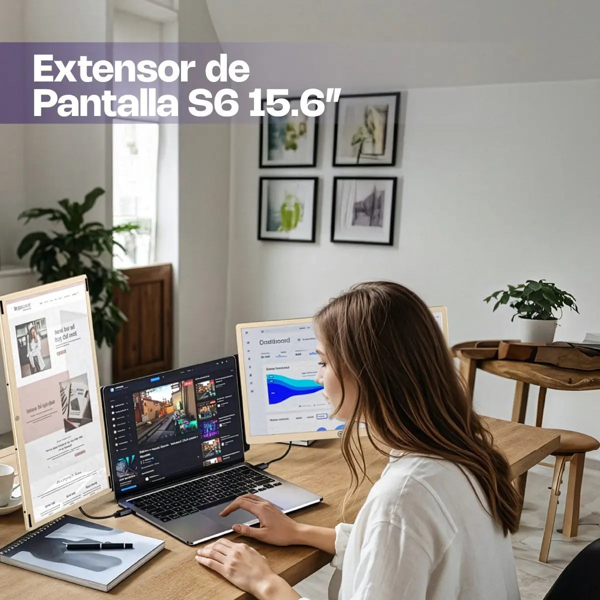 Extensor de Pantalla Portátil ASIA QUALITY S6 15.6 Pulgadas Triple Pantalla