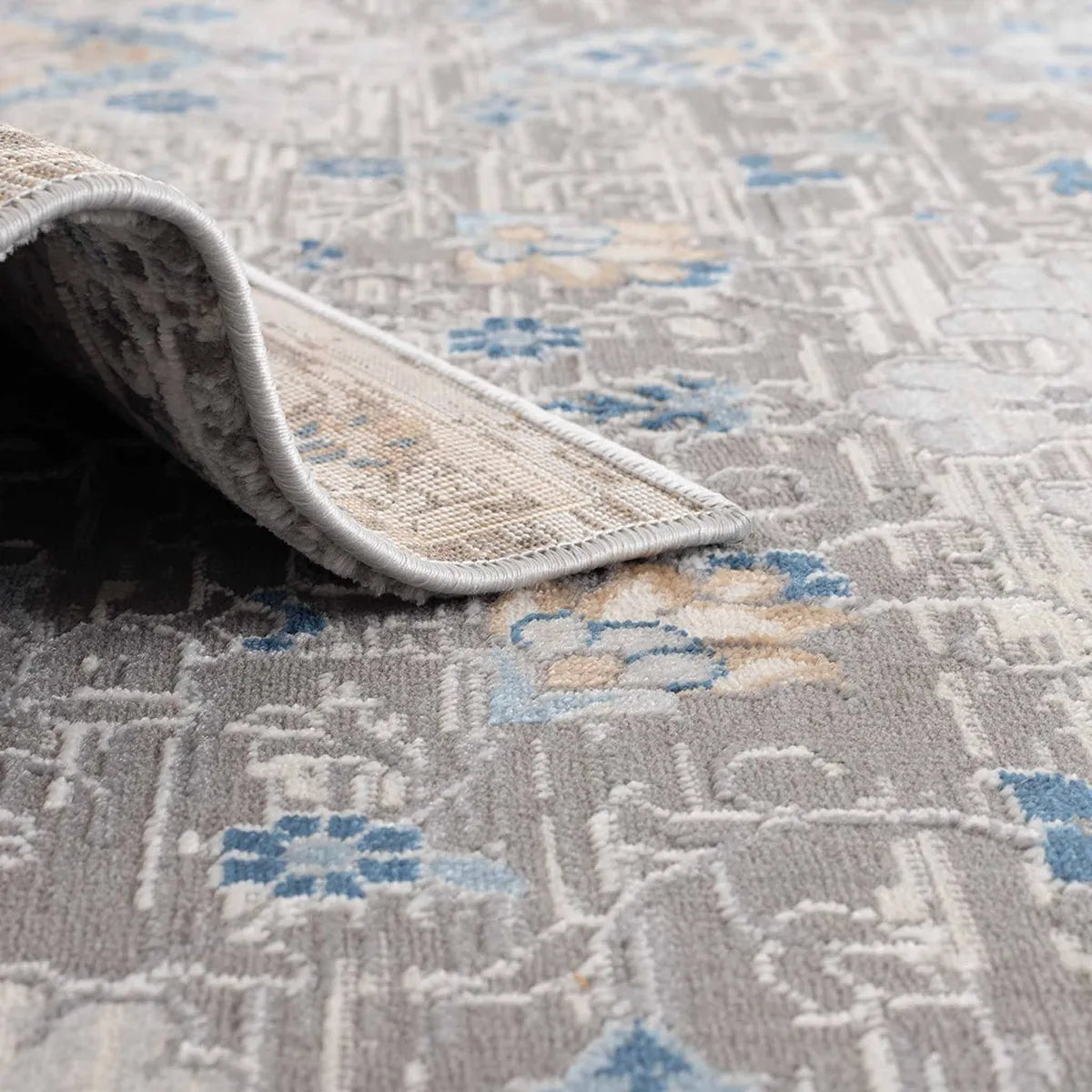 Alfombra Bergen B Rugs Turco Gris y Azul 160x230 cm