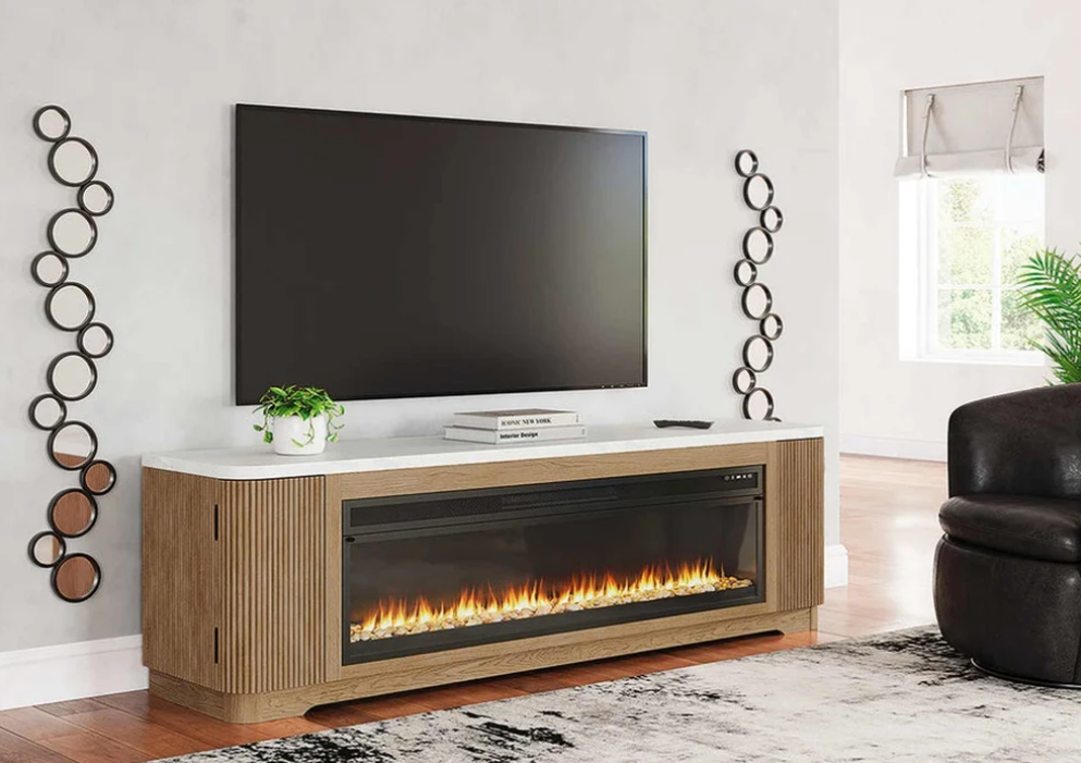 Chimenea Eléctrica Inserto Rack TV Asheley W100-22 Negra