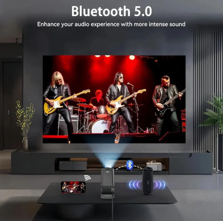Proyector Portátil 4K HY320 con Android 11, WiFi 6, HDMI y USB – Negro