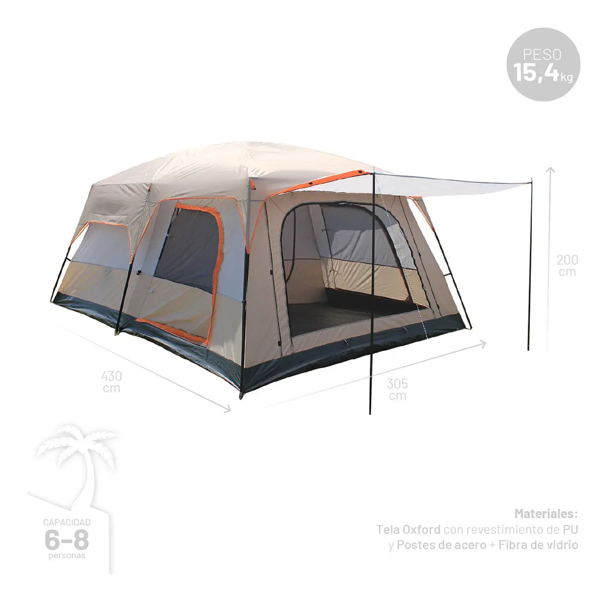 Carpa Miglu Camping 6-8 Outdoor Lodge Khaki