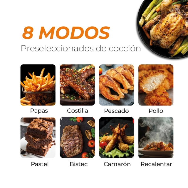 Freidora de Aire Kitchen-it Luxe Acero Inoxidable 8 Litros