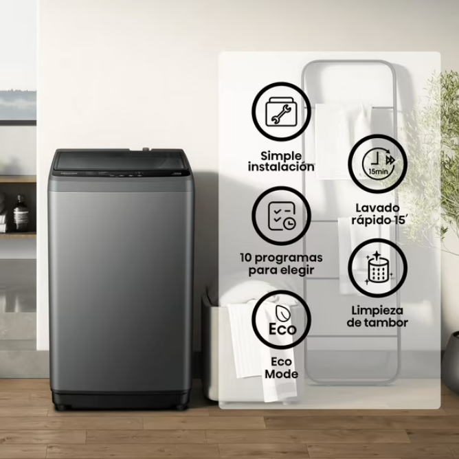 Lavadora Automática Hisense Wt1d1030ut Gris 10kg