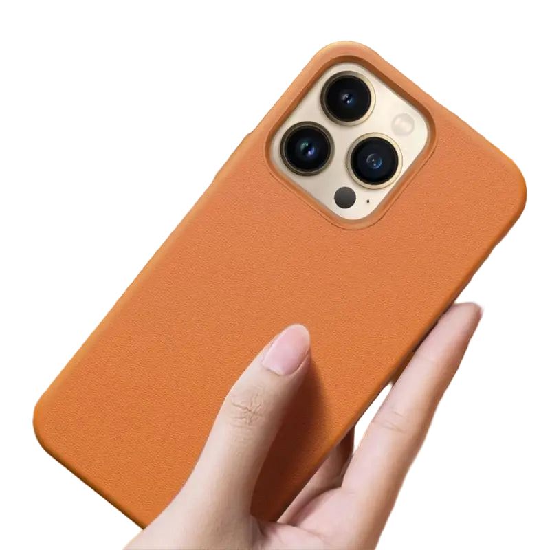 Carcasa Magnetica De Cuero Sintetico Iphone 14 Plus Golden Brown