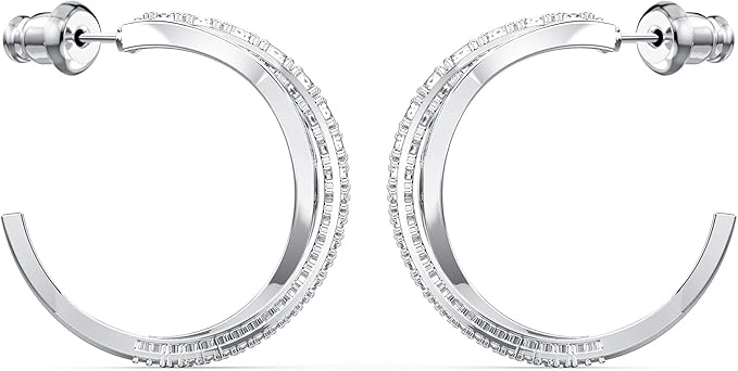 Aros De Aro Twist, , Bano De Rodio Swarovski White - Rhodium Plat Femenino