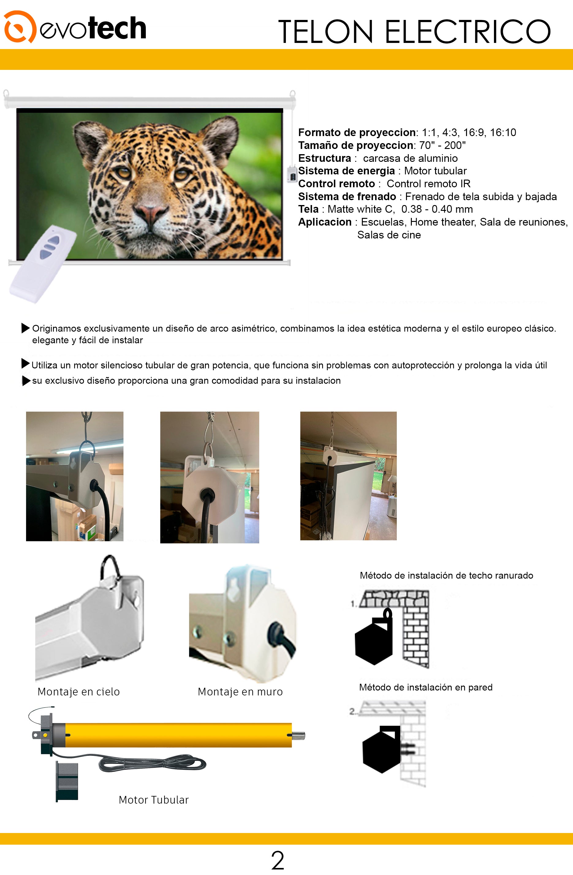 Telón Eléctrico con Control Remoto Evotech 300x300cm