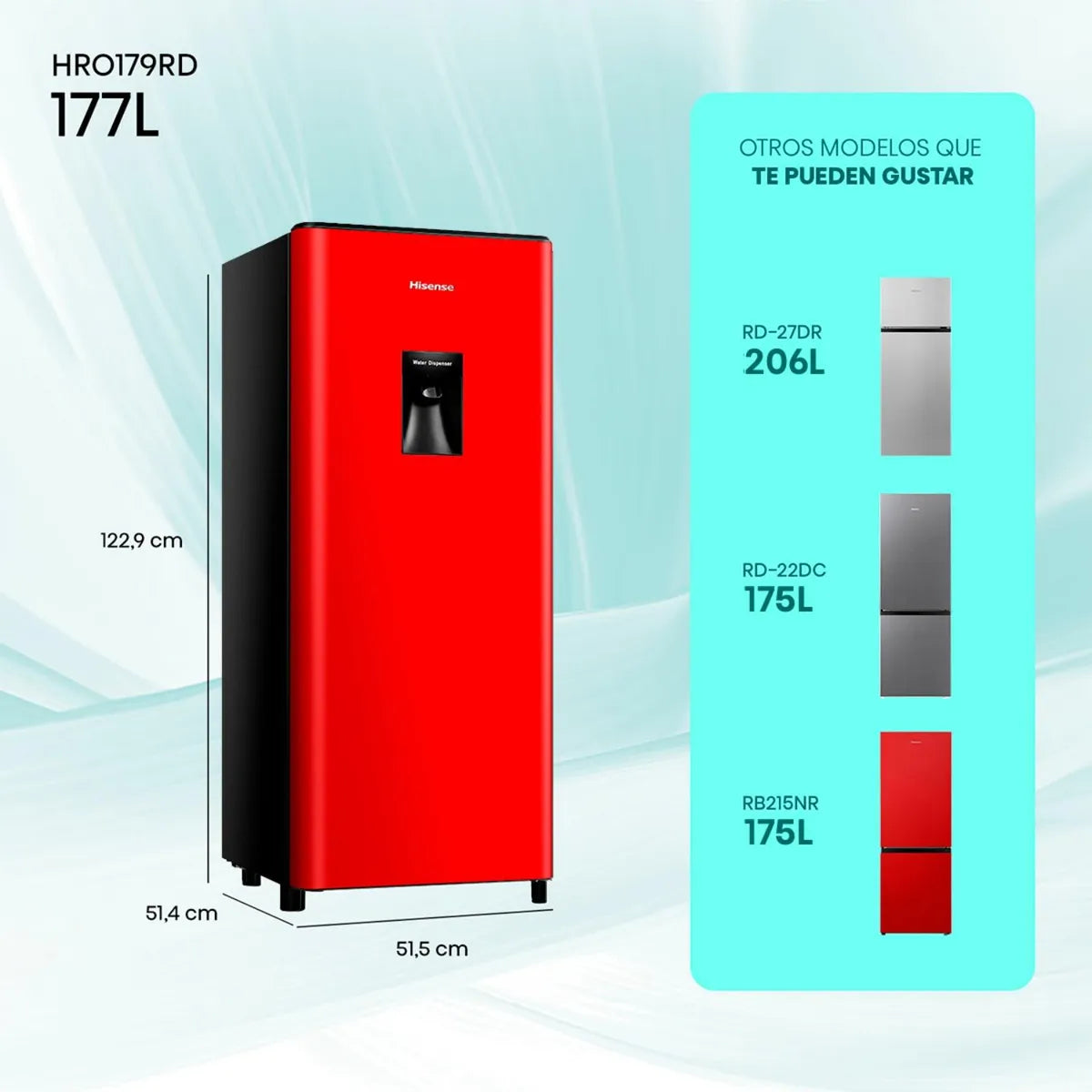 Refrigerador Hisense HRO179RD 177 Litros, Rojo