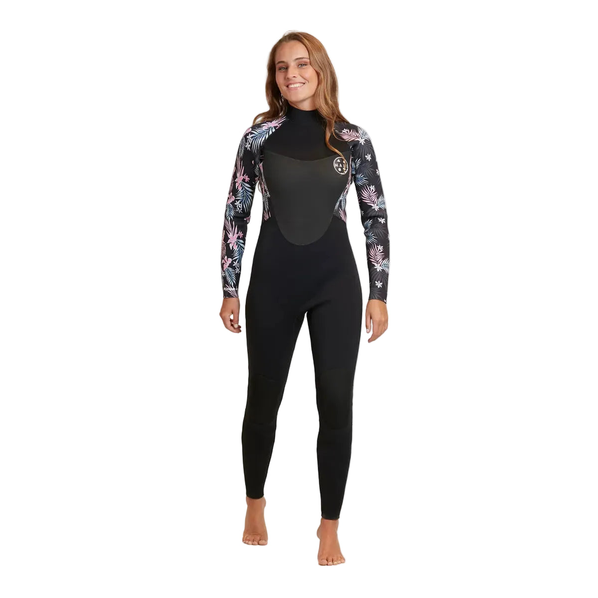 Traje de Agua Pukalani Maui & Sons Mujer Full Print Pro Negro Floral Talla S