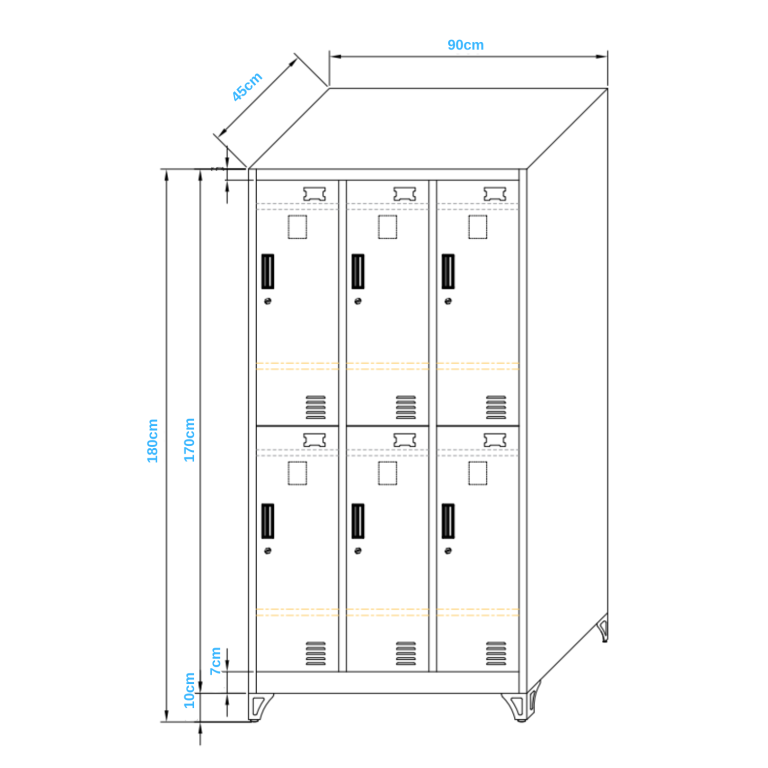 Locker 3 Cuerpos 6 Casilleros IGPRO Blanco 180x90x45cm