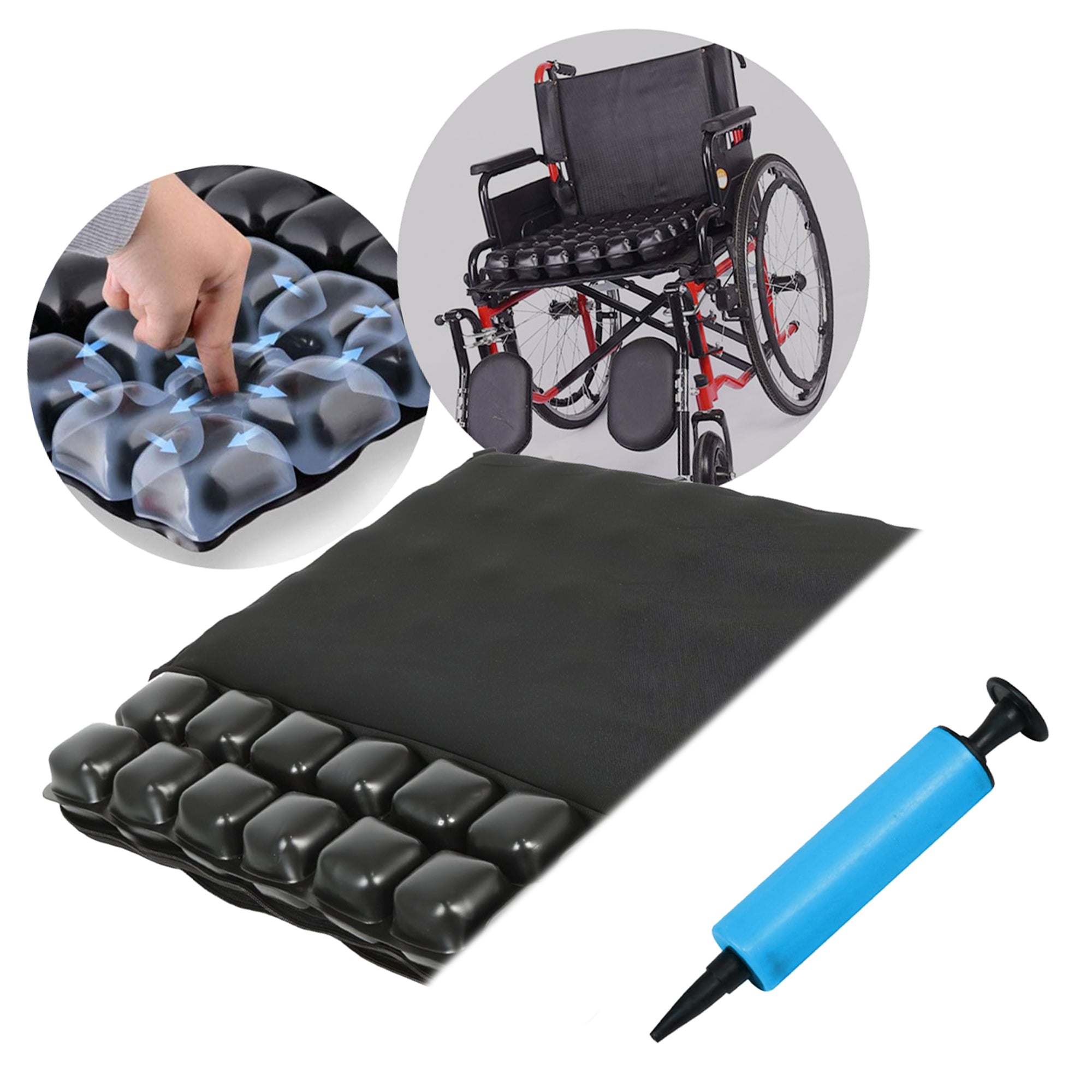 Cojin Antiescaras Generico Inflable Para Silla De Ruedas Negro