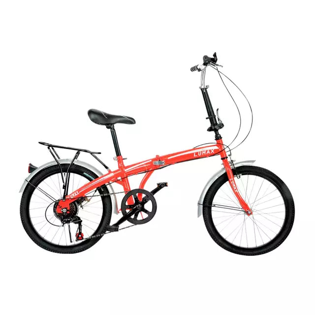 Bicicleta Plegable 7 Cambio Parrilla Trasera Roja Lumax Zgb-047-Ro Rojo Aro 20