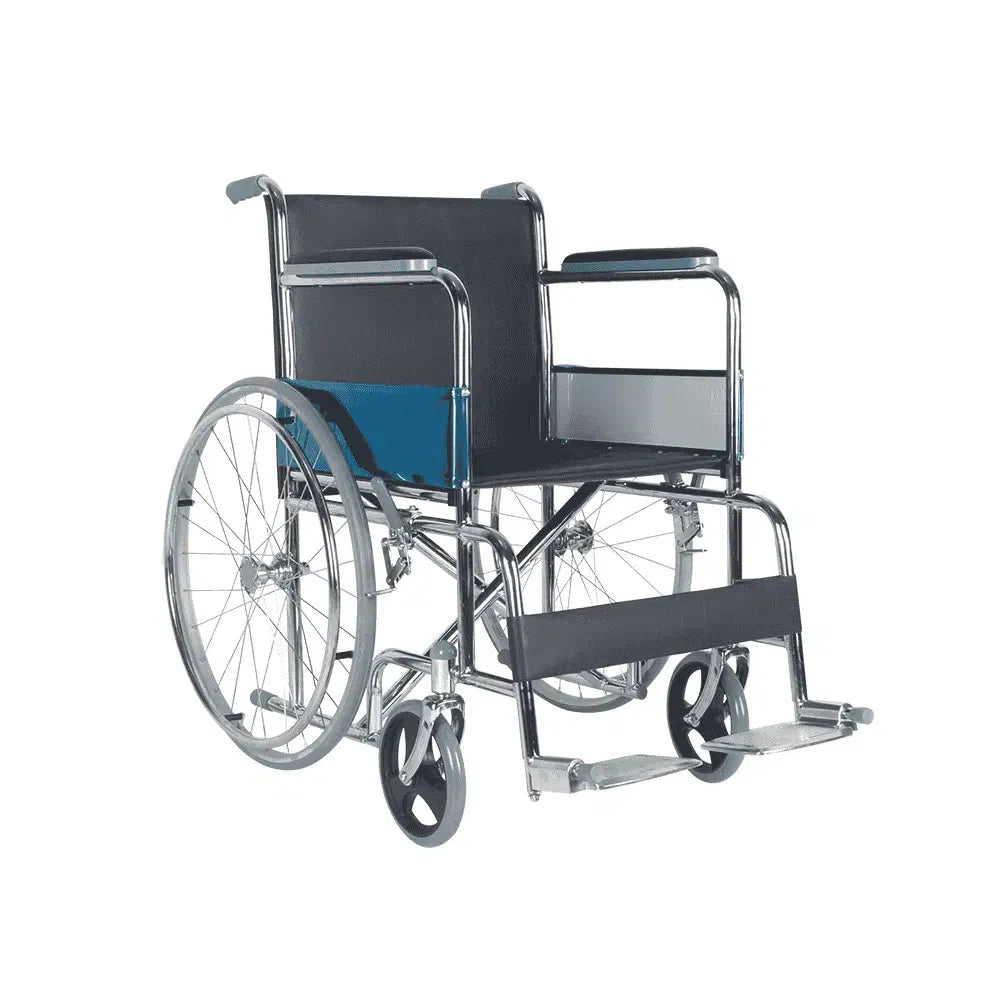 Silla De Ruedas Standard Plegable First Care Wheel Chairs Azul Oscuro