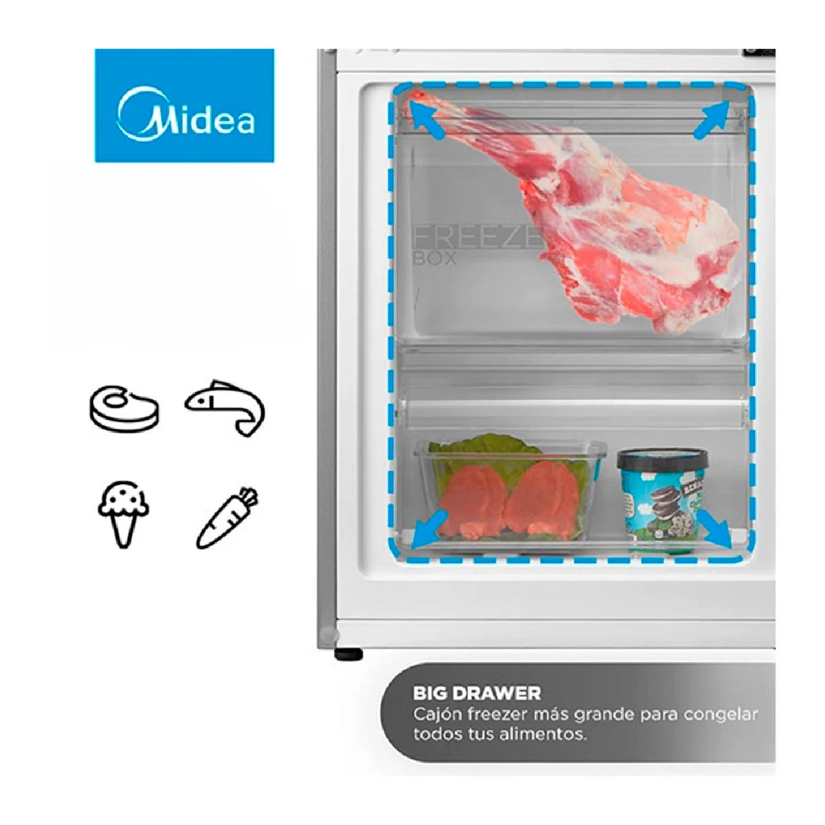 Refrigerador Midea MDRB369FGE50 262 Litros