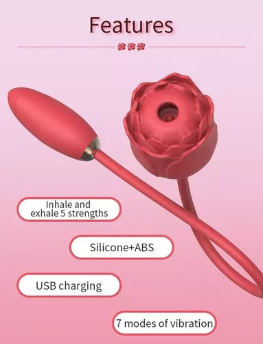 Vibrador Succionador De Clitoris Generico Dual Motor 5 / 7 Rojo 10X5Cm Femenino
