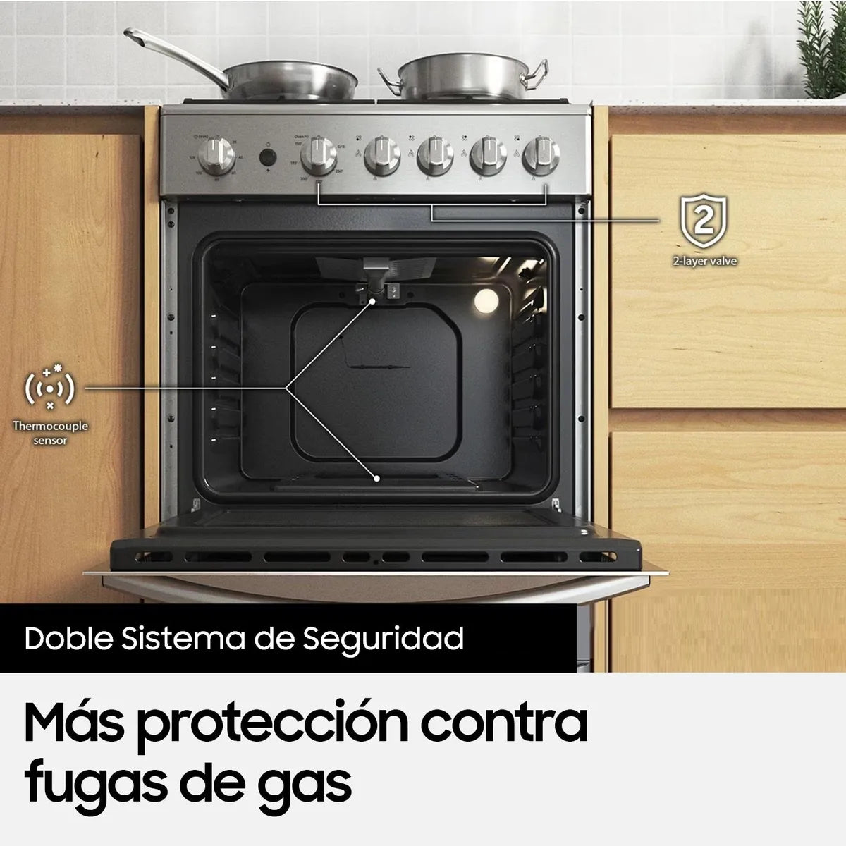 Cocina a Gas 4 Quemadores Samsung NX24BG57413SZS, Gris