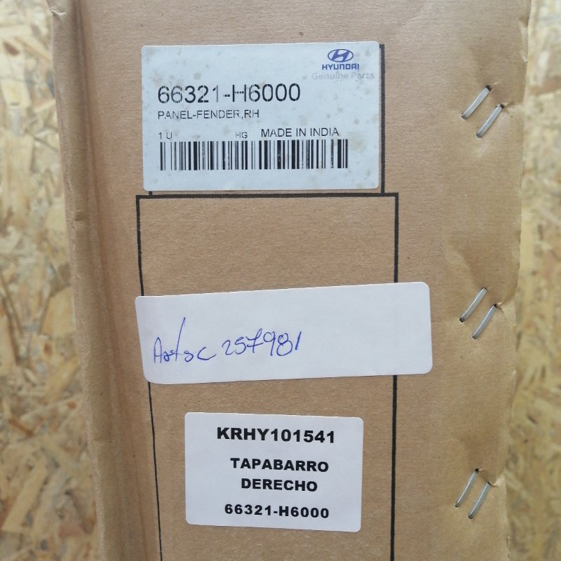 Panel Tapabarrosderecho Fender Rh Hyundai 66321-H6000