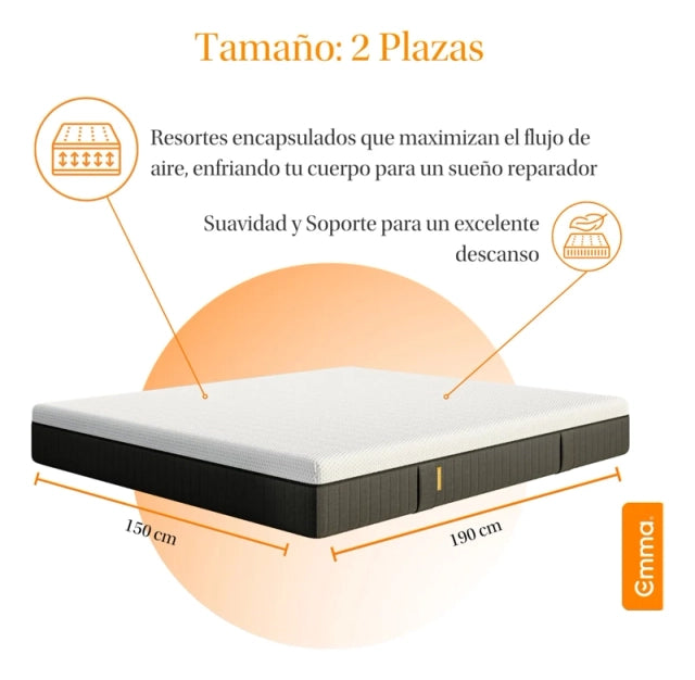 Colchón Emma Hybrid Premium 2 Plazas 150x190x25 cm