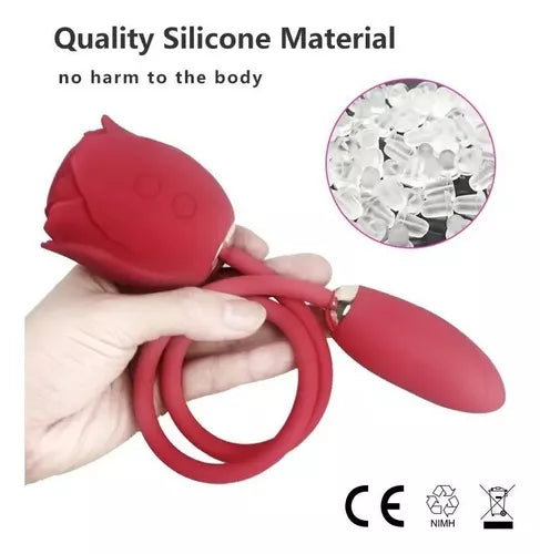 Vibrador Succionador De Clitoris Generico Dual Motor 5 / 7 Rojo 10X5Cm Femenino