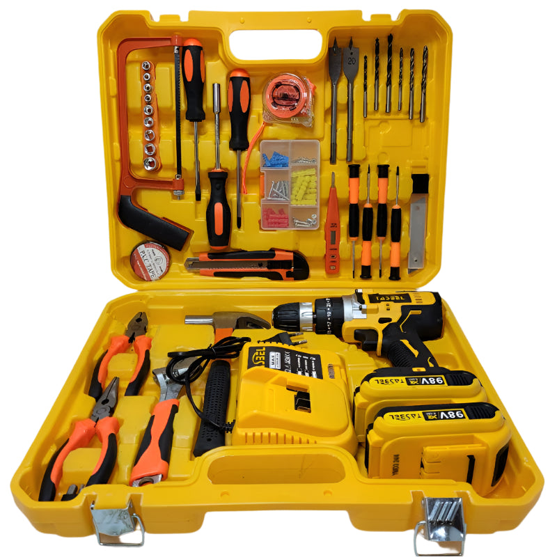 Set Taladro Inalambrico Tasbel 1603728 Con Maletin De Herramientas