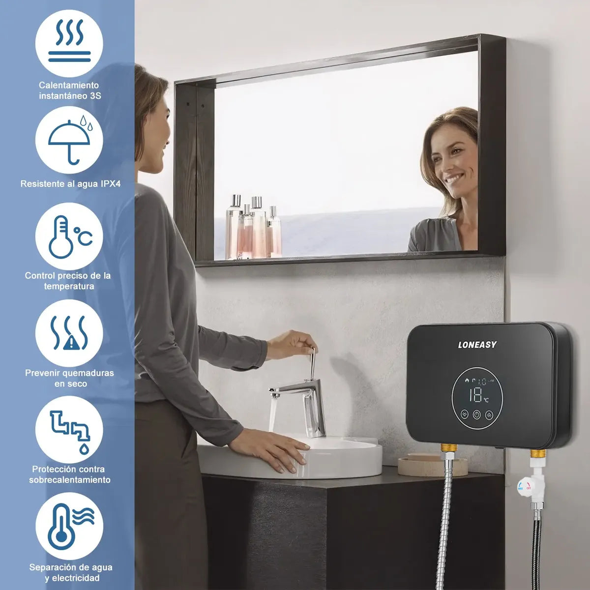 Calentador de Agua Loneasy Q1270 Negro