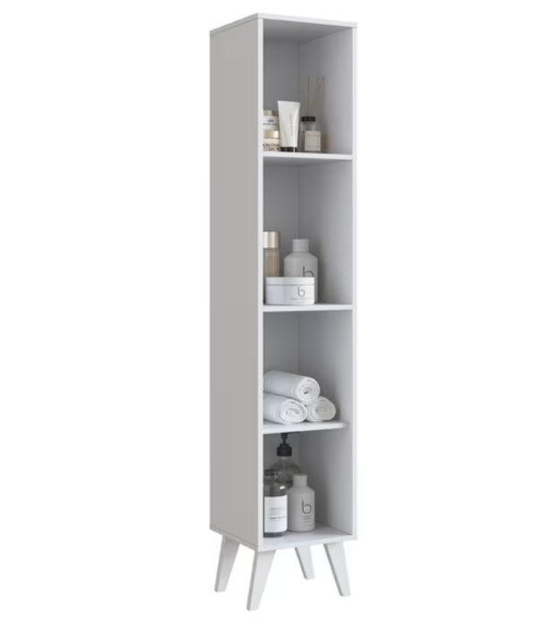 Armario Multiuso con Puerta y 4 Divisiones Slim Nova Mobile Defabrica B64.087 – Blanco y Castaño