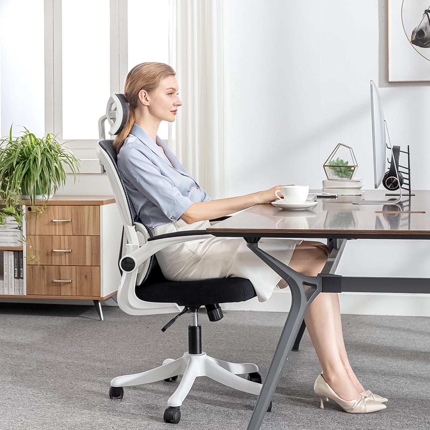 Silla de Escritorio Vidita RBCL25042826 Blanco con Negro