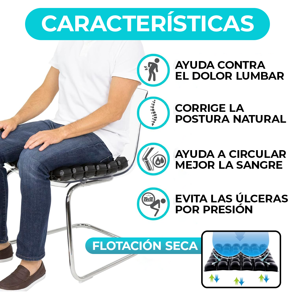 Cojin Antiescaras Generico Inflable Para Silla De Ruedas Negro