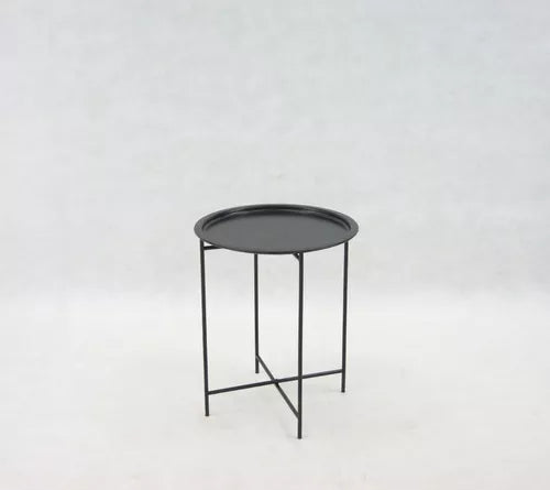 Mesa Auxiliar Begonia Redonda Metalica Negro