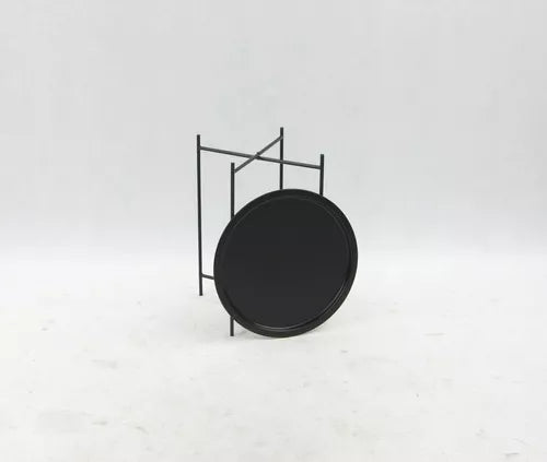 Mesa Auxiliar Begonia Redonda Metalica Negro