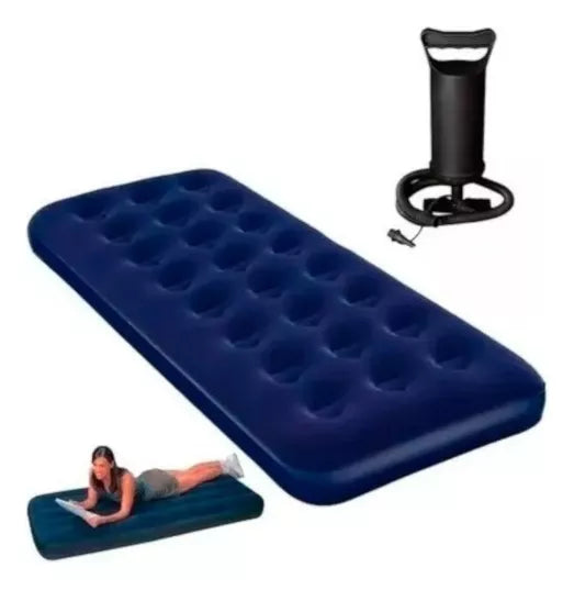 Colchón Cama Inflable + Inflador + Almohada 1 Plazas Generico