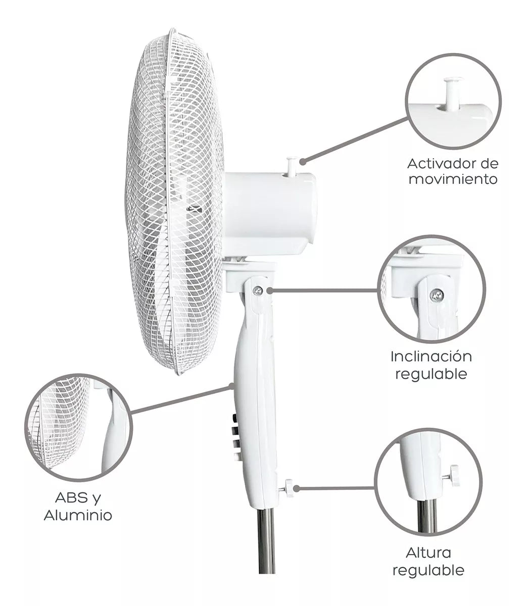 Ventilador Con 3 Aspas Hslten Base Cruzada Blanco