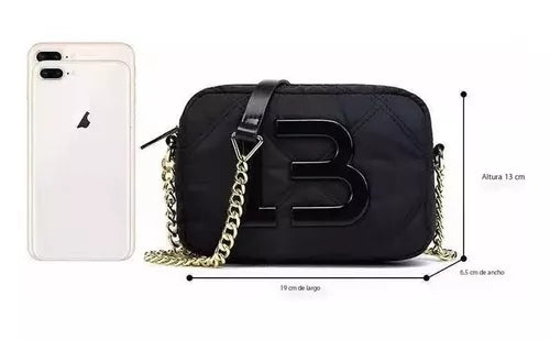 Mini Bolso De Nylon Acolchado Black / Yellow Femenino