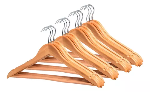 Pack X 20 Colgador Organizador Generico Medera Cafe Claro