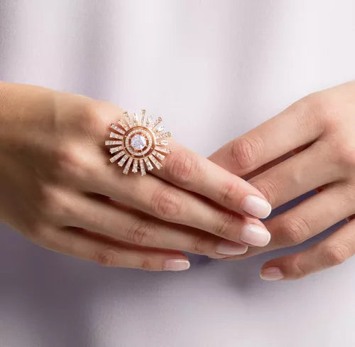 Anillo Swarovski 5470397 Sunshine, Baño Oro Rosa. Original