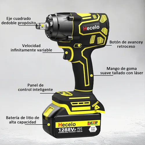 Llave de Impacto Hecelo 2 Baterías 15.0 V 1/2 Pulgada