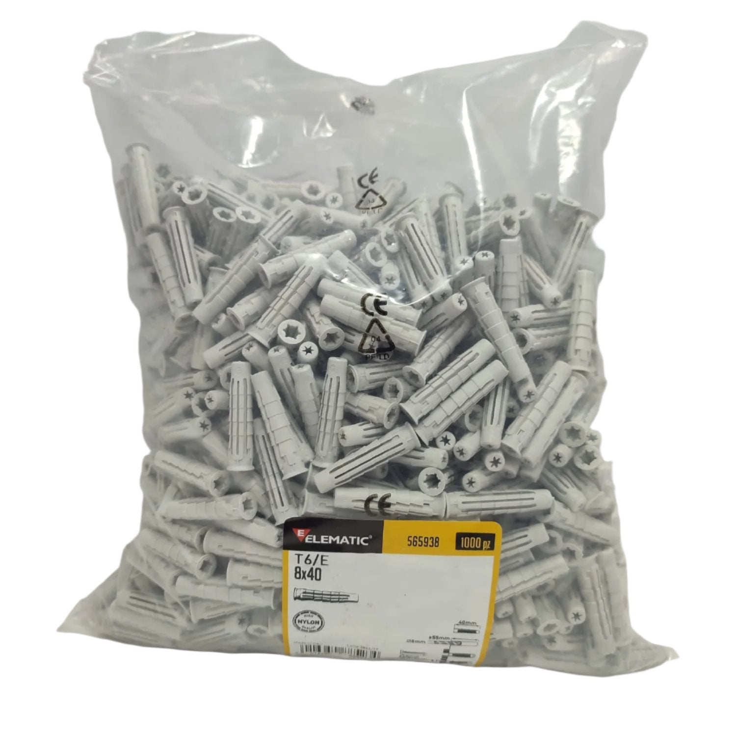 Tarugo de Expansión Nylon Elematic 565938 T6/E 8x40 Gris 1000 unidades