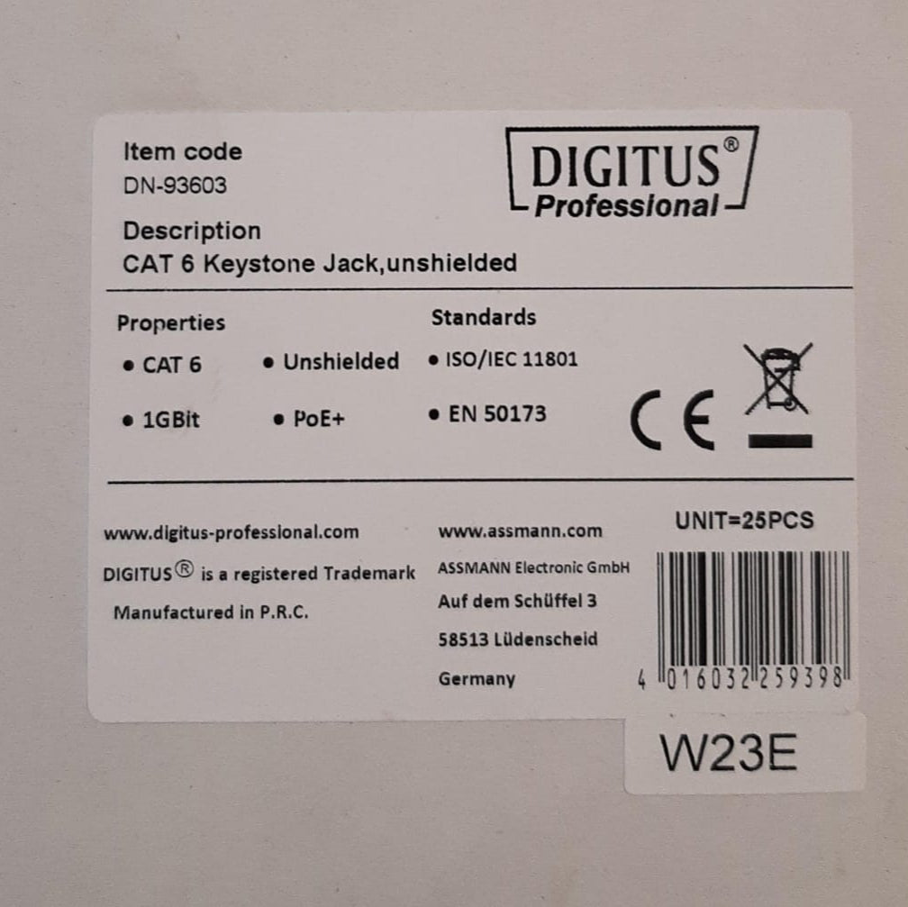 Conectores Digitus Dn-93603 Cat6 Rj45 Jack Blanco 25