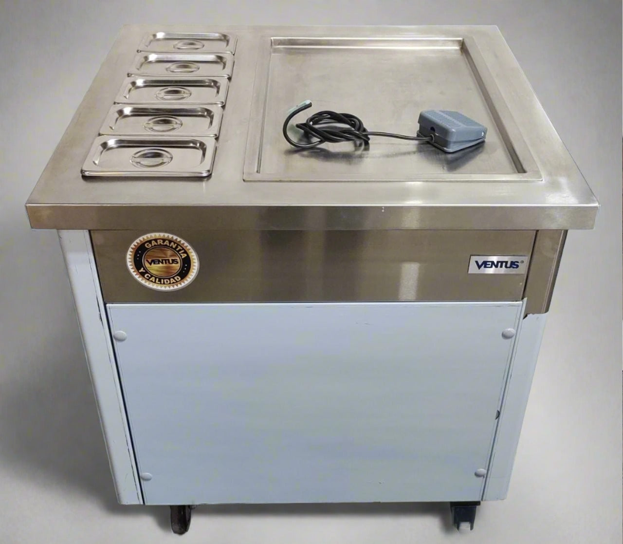 Máquina de helado frito tailandés con depósito ventus