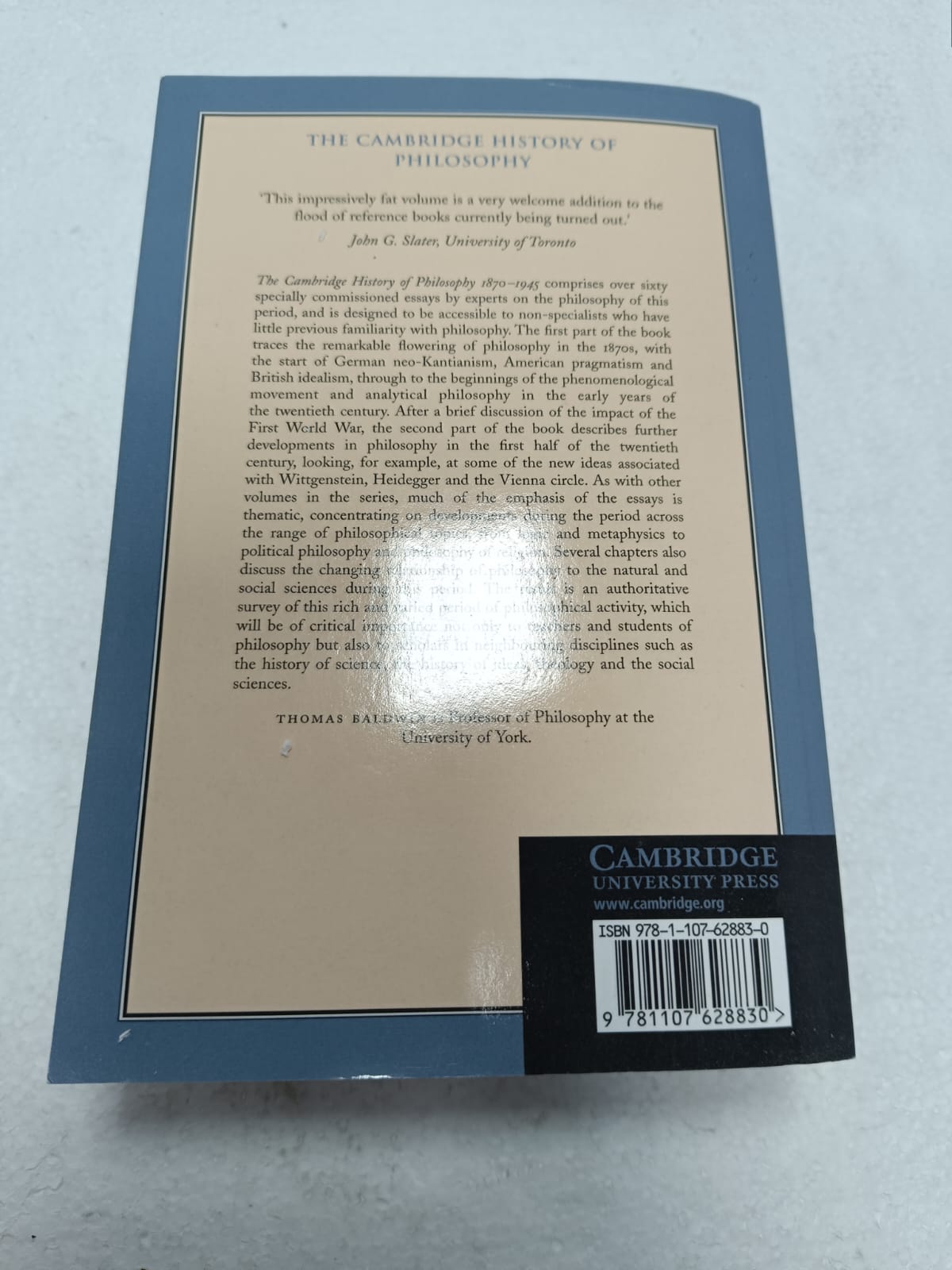 Libro Thomas Baldwin The Cambridge History Of Philosophy 1870 - 1945